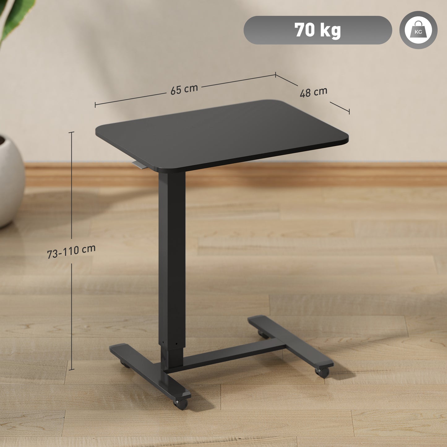 HOMCOM Stehpult Höhenverstellbar inkl. 4 Rollen C-Form 65 cm x 48 cm x 70-110 cm Schwarz