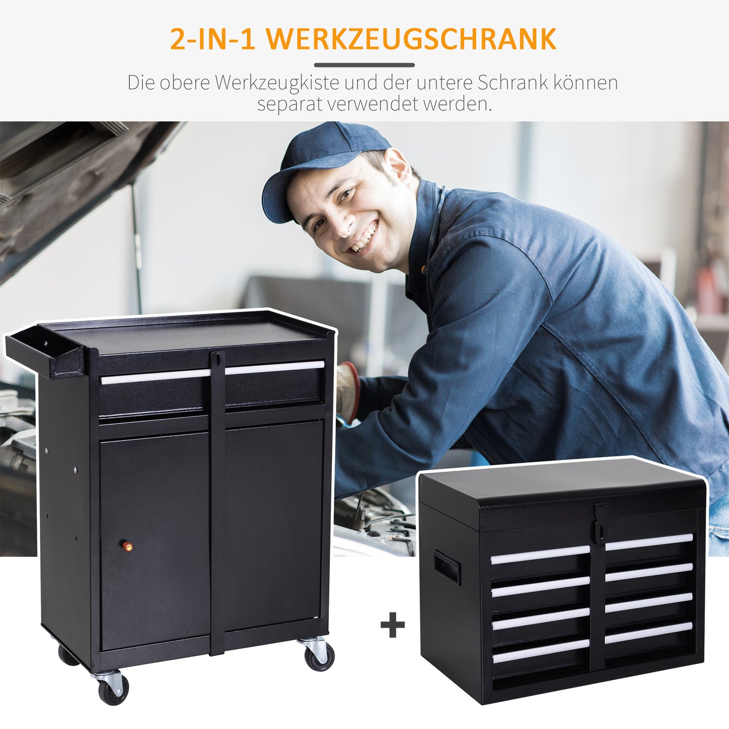 DURHAND Werkstattwagen Werkzeugschrank Werkzeugkasten mit 5 Schubladen 360°-Rollen Metall 60 x 28 x 104,5 سم