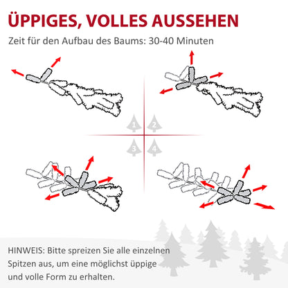 HOMCOM Weihnachtsbaum, Kunsttanne, realistisches Aussehen, schneller Aufbau, Kunststoff, Grün, 136 x 136 x 180cm