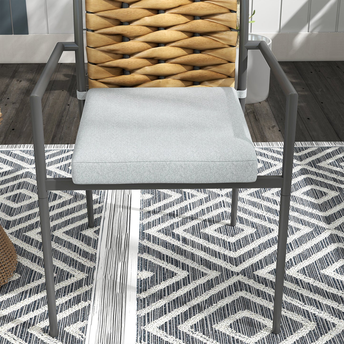 Outsunny Gartenstühle Outdoor-Stühle Terrassenstühle, wetterbeständig, modernes Design, 57 x 58 x 87cm, Grau