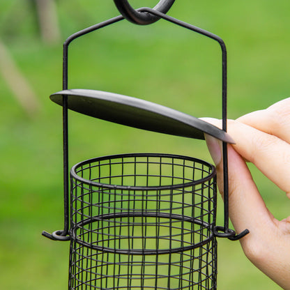 PawHut Vogel Futterstation Set aus Stahl Höhe 208 cm inkl. 4 Haken Vogeltränke Futterteller Vollständiges Futtersäulen Vogelfutterspender Station Schwarz