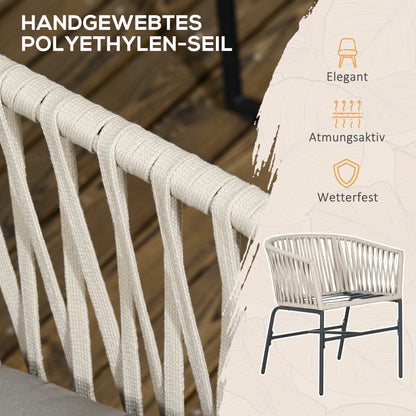 Outsunny Terrassenstuhl 2er-Set، Boho-Stil، bequeme Sitzschal، Sitzauflagen،washbarer Bezug، Metallrahmen، بيج