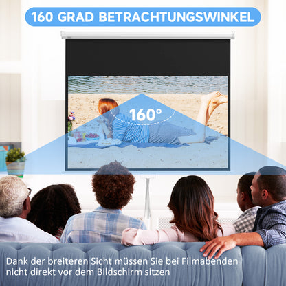 HOMCOM Beamer-Leinwand, inkl. Ständer, Wand- oder Deckenmontage, 16:9 Seitenverhältnis, 172x96 cm, Weiß