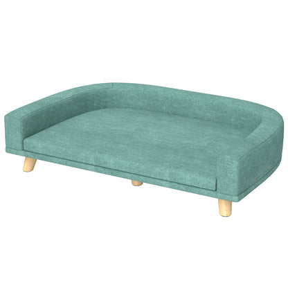 PawHut Hundebett Hundesofa Haustiersofa, Eukolyptusholz, 98 x 67 x 25 cm, Grün