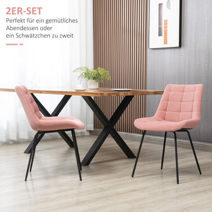 HOMCOM 2er-Set Esszimmerstühle Akzentstühle Küchenstühle، تصميم قديم، Samtoptik، 50 سم × 61 سم × 79 سم، روزا