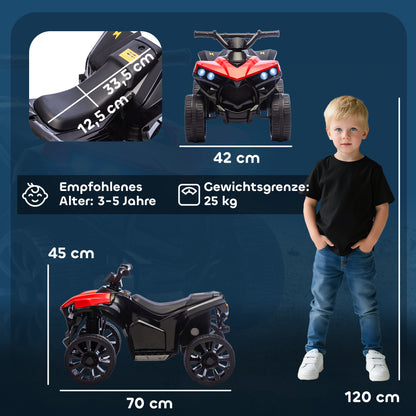 AIYAPLAY Kinder Quad Elektro 6V Kinderquad mit Vorwärts-, Rückwärtsfunktion, Musik, LED-Scheinwerfer Rot