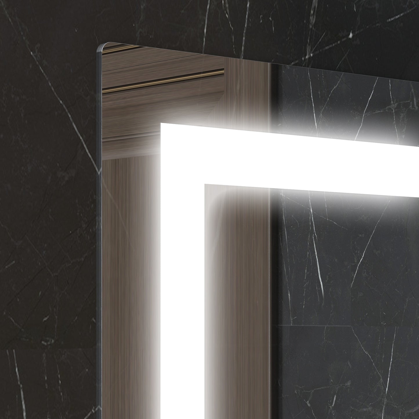 kleankin LED-Badspiegel, dimmbar, Anti-Beschlag, Touch-Schalter, Ablage, 50 x 70 cm, Silber