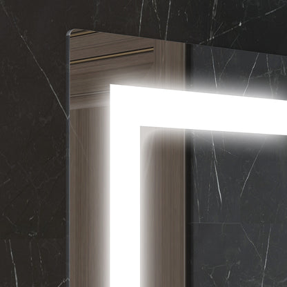 kleankin LED-Badspiegel, dimmbar, Anti-Beschlag, Touch-Schalter, Ablage, 50 x 70 cm, Silber