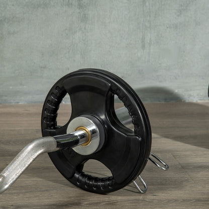 SPORTNOW Hantelscheibe, 2er-Set, 10 kg pro Scheibe, drei Griffe, bodenschonender Gummimantel, Metall