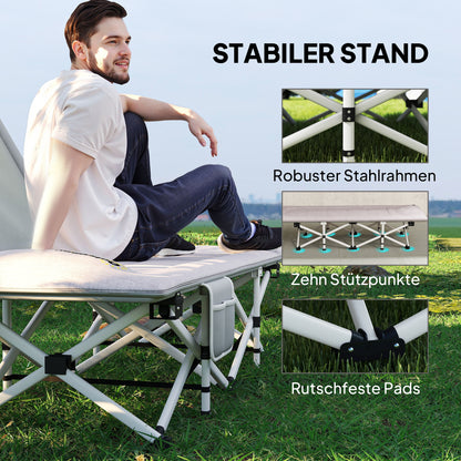 Outsunny Feldbett, Campingbett, klappbar, weich, bis 200 kg, rostfreies Metallgestell, 200x65x42cm, Grau