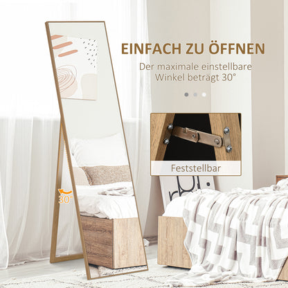 HOMCOM Ganzkörperspiegel mit Ständer, freistehend, 40 cm x 150 cm, Natur