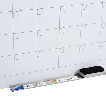 Vinsetto Whiteboard Whiteboard Kalender für Organisation Ferienpläne und Monatsplanungen inkl. 1 Stifthalter, 4 Marker & Radierer 90 x 60 cm