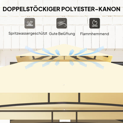 Outsunny Grillpavillon mit LED 240 x 150 x 258 cm wasserabweisend flammhemmend Gartenpavillon mit Doppelschichtdach