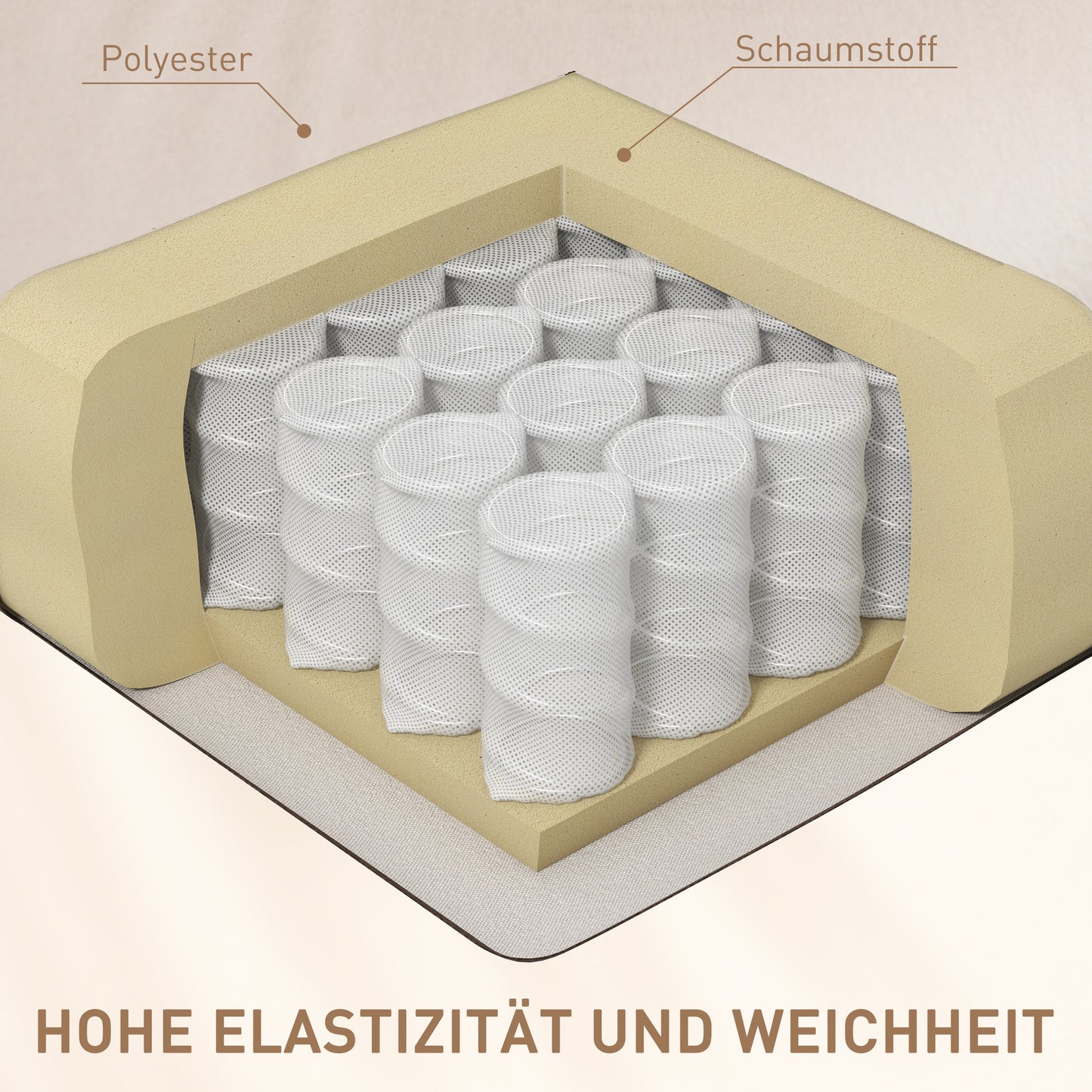 HOMCOM Massagesessel Relaxsessel Liegesessel, 1 Klapptisch, 1 Fußstütze; 77 cm x 93 cm x 105 cm, Beige