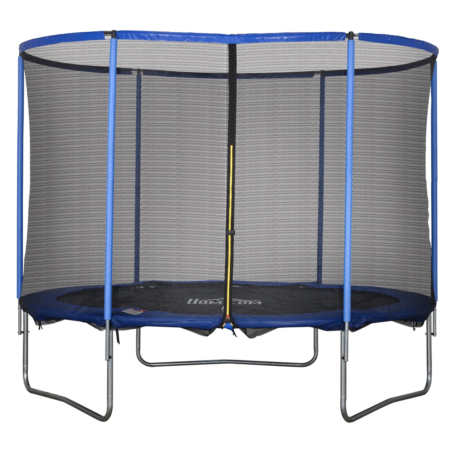 HOMCOM Trampolin mit Sicherheitsnetz Gartentrampolin für Innen- und Außenbereich Fitnesstrampolin für Jugendliche und Erwachsene Stahl Blau+Schwarz bis 113,6 kg Ø305 x 248H cm