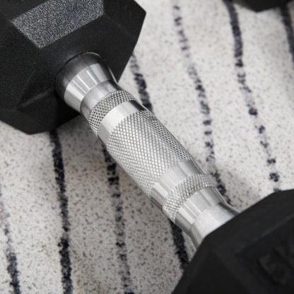 HOMCOM Hexagon Hanteln, 2er Set Hanteln mit gerändeltem Griff, Kurzhantelset aus Gusseisen, 2 x 5 kg, Kurzhanteln für Männer Frauen, Zuhause, Fitnessstudio, Krafttraining