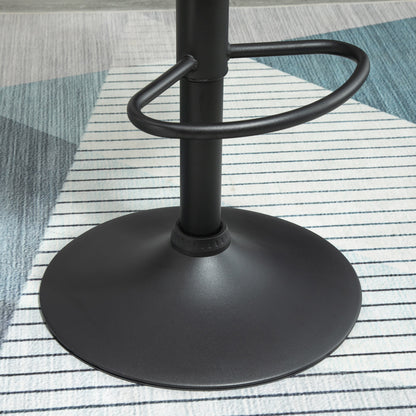 HOMCOM Barhocker 2er Set, Gepolstert Barstuhl mit Stahlgestell, Lehne, Samtoptik, Höhenverstellbar Küchenstühle mit Fußstütze 360° Drehbar Tresenhocker für Küche, Wohnzimmer, Esszimmer Schwarz