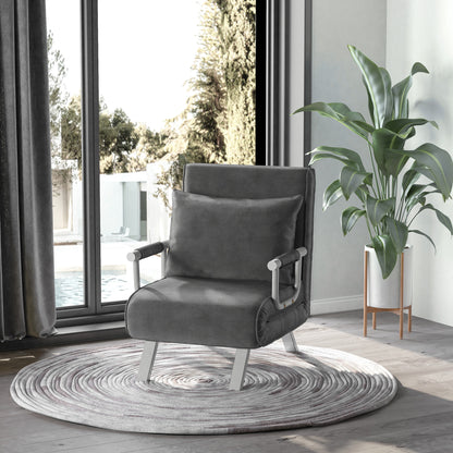 HOMCOM Relaxsessel Liegesessel Sessel, Liegefunktion, Gästebett, 65 cm x 69 cm x 80 cm, Grau
