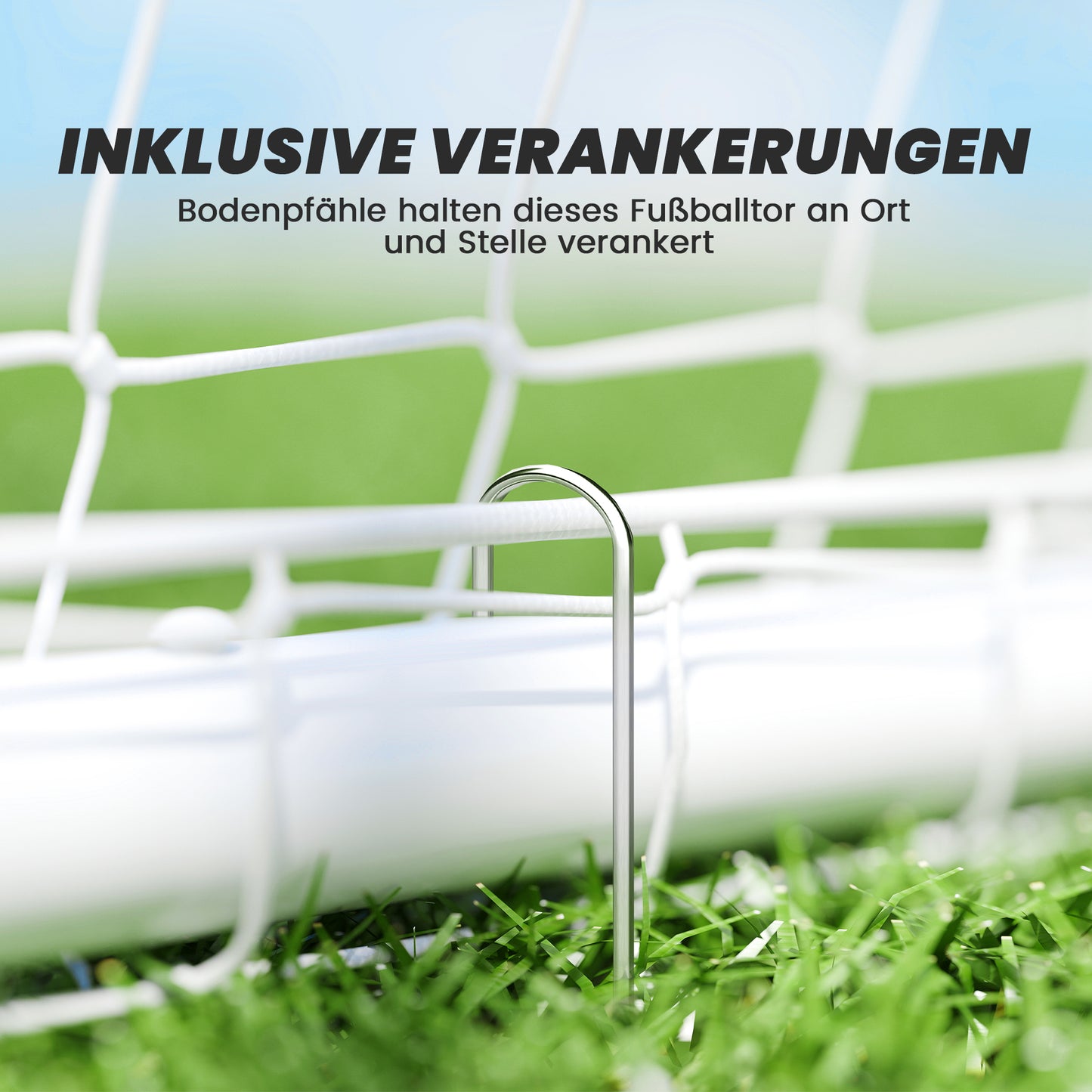 SPORTNOW Fußballtor، Robustes Netz، Kunststoff-Rahmen، Heringe، 240L x 90B x 180H سم، Weiß