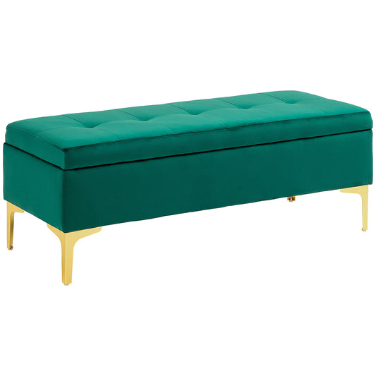 HOMCOM Sitzbank mit Stauraum, belastbar bis 120kg, 120x44x44,5cm, Grün