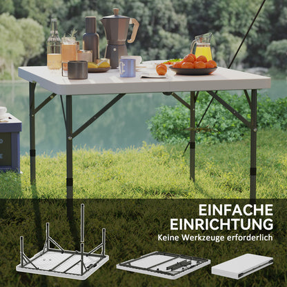 Outsunny Picknicktisch, Klappbarer Campingtisch, in zwei Höhen einstellbar, für Gartenpartys, Camping, Kunststoff, Metall, Weiß
