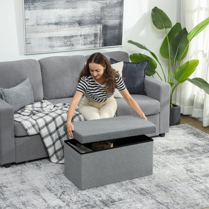 HOMCOM Aufbewahrungshocker, Polsterbank mit Stauraum und Deckel für Wohnzimmer, Schlafzimmer, Flur, Dunkelgrau