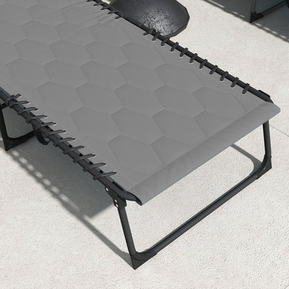 Outsunny Sonnenliege Liegestuhl Gartenliege, klappbar, inkl. Kissen, wetterbeständig; 188 cm x 65 cm x 36 cm, Grau + Schwarz