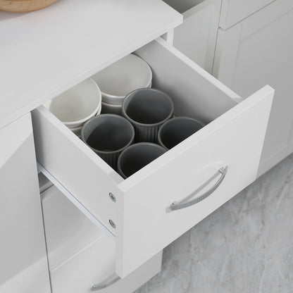 HOMCOM Küchenschrank, Buffet, 3 Schubladen, 3 Regale, viel Stauraum, 89x39,5x168cm, Weiß