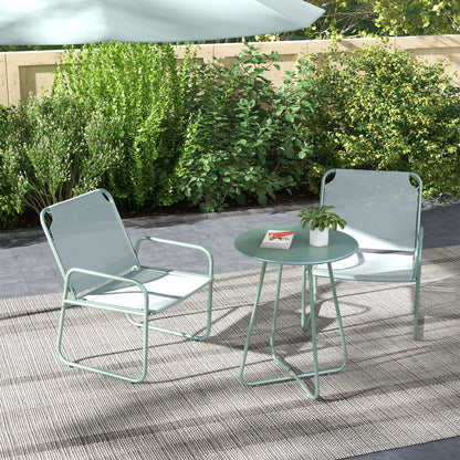 Outsunny 3-teiliges Gartenmöbelset، 2 Stühle mit atmungsaktivem Stoffbezug، 1 عداء Tisch Ø60 سم، Grün