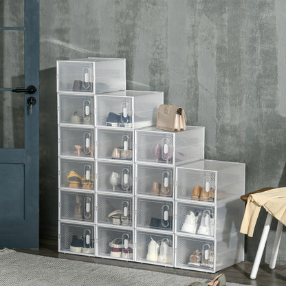 HOMCOM Modulares Regalsystem mit 18 Fächern, Steckregal, 25 cm x 35 cm x 19 cm, Transparent