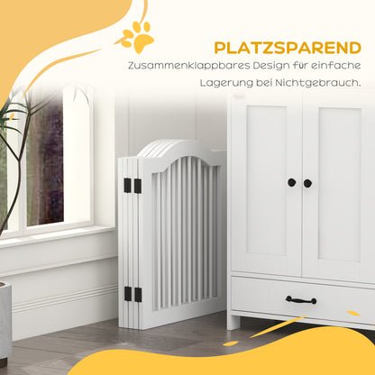 PawHut Hunde-Absperrgitter، 5 Paneele، klappbar، flexibel، Massivholz/MDF، 254,5x29,5x61 سم، Weiß