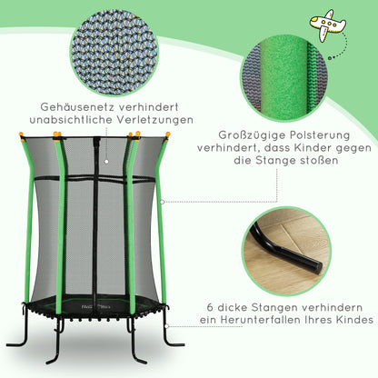 HOMCOM Trampolin für Kinder, Ø163,5 cm, mit Sicherheitsnetz, gepolstert, Stahl, belastbar bis 50 kg
