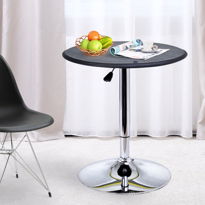 HOMCOM Bartisch, höhenverstellbar, Kunstlederbezug, Vintage-Design, Schwarz + Silber