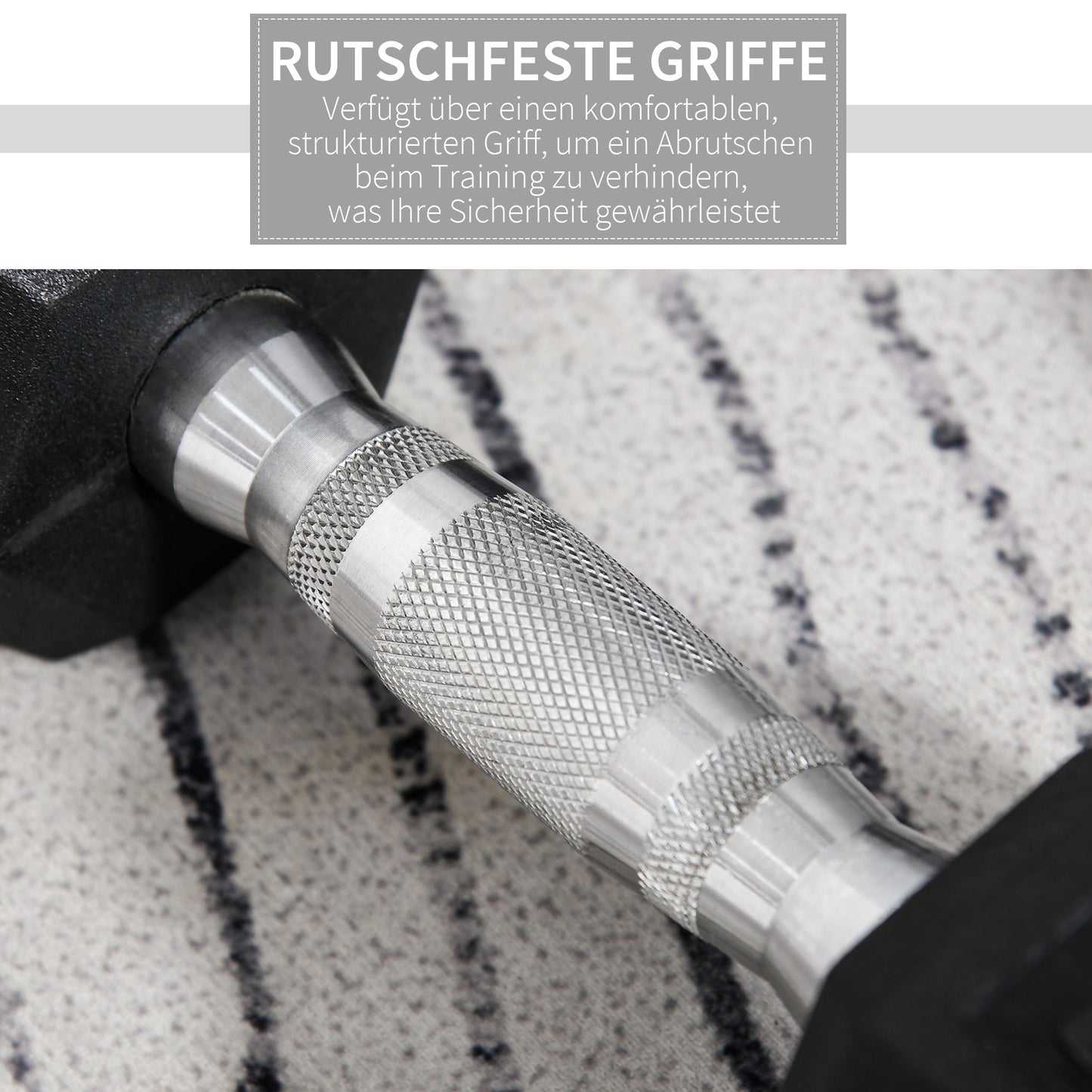 HOMCOM Hexagon Hanteln, 2er Set Hanteln mit gerändeltem Griff, Kurzhantelset aus Gusseisen, 2 x 10 kg, Kurzhanteln für Männer Frauen, Zuhause, Fitnessstudio, Krafttraining