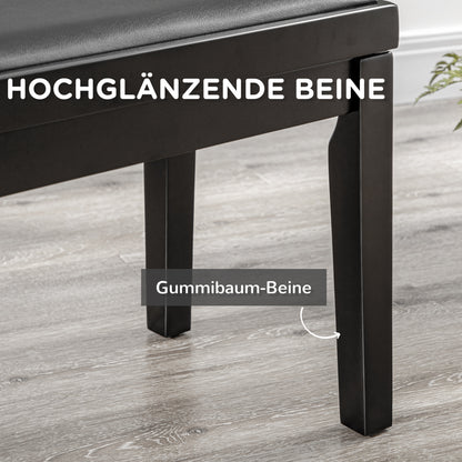 HOMCOM Klavierbank, Pianostuhl, höhenverstellbar, eleganter Hochglanz, Kunstleder+Kautschukholz, schwarz, 63 x 33 x 56cm