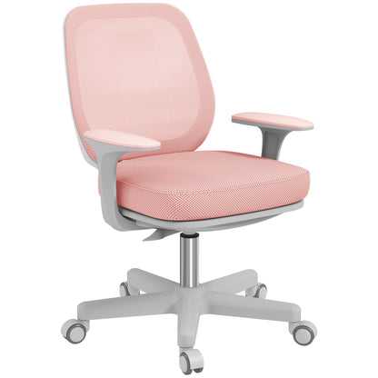 Vinsetto Bürostuhl, Ergonomisch Schreibtischstuhl mit Drehfunktion, Höhenverstellbar 55 x 48 x 82,5-94,5 cm Rosa