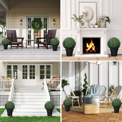 HOMCOM 2er-Set künstliche Pflanzen in Kugelform, UV-beständig, Kunstpflanzen für Indoor- und Outdoor-Bereich, 42 cm, Grün+Lila