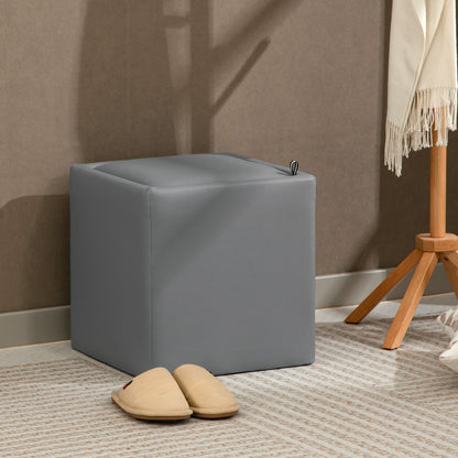 HOMCOM Sitzhocker mit Stauraum Hocker mit Deckel، Quadratischer Fußhocker Sitzwürfel Kunstleder 40 x 40 x 40 سم غراو