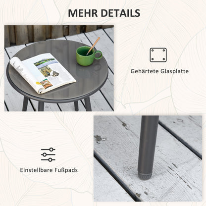 Outsunny Bistro-Set Rattan-Sofa-Set Terrassen-Set, 2 Stühle, 1 Tisch, wetterbeständig, 65 x 63 x 80 cm, Dunkelgrau + Hellgrau