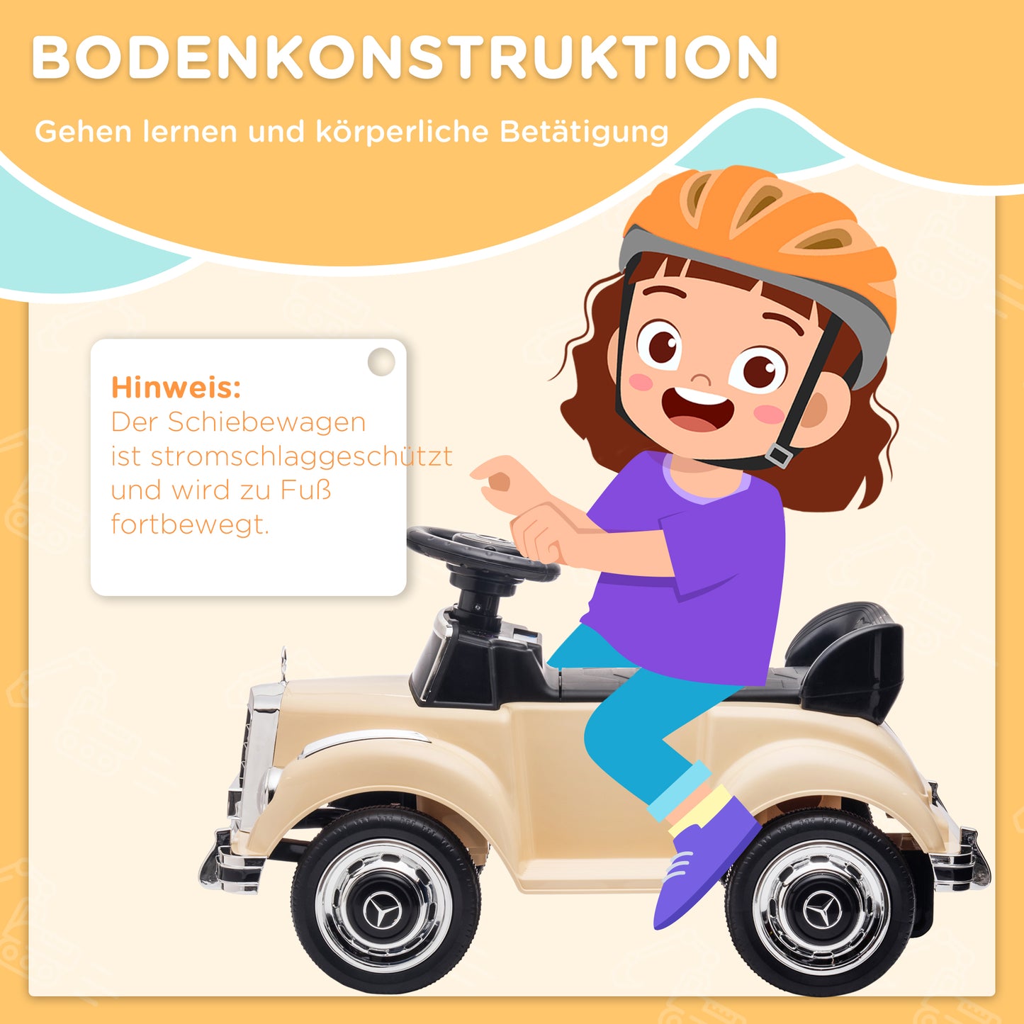 AIYAPLAY Rutscher Kinderauto Mercedes Benz Design 300 S Design, Beige