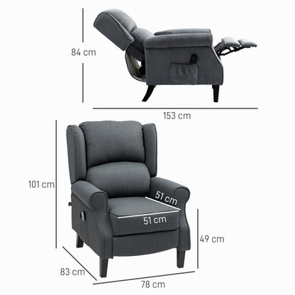 HOMCOM Massagesessel mit Heizfunktion, 2 Massagebereiche, Liegefunktion, bis 150 kg, Dunkelgrau
