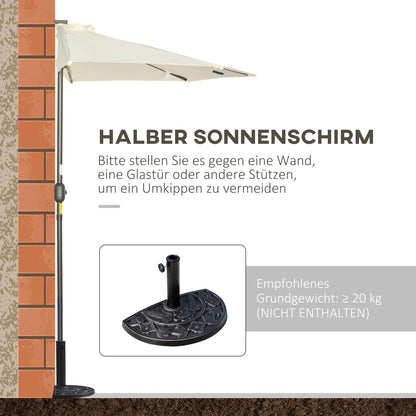 Outsunny Sonnenschirm، Terrassenschirm، halbrund، mit Solarpaneel، 20 LEDs، Handkurbel، بيج، 2,70 x 1,35 x 2,40 م