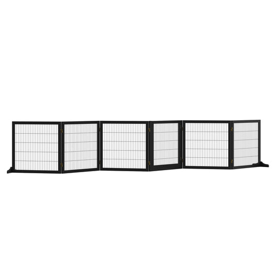 PawHut Absperrgitter für Hunde klappbar 432 x 36 x 70cm Kiefernholz Schwarz
