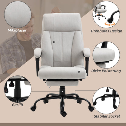 Vinsetto Massage-Bürostuhl Bürostuhl Computerstuhl, Lendenheizung, Neigungsfunktion, Hellgrau