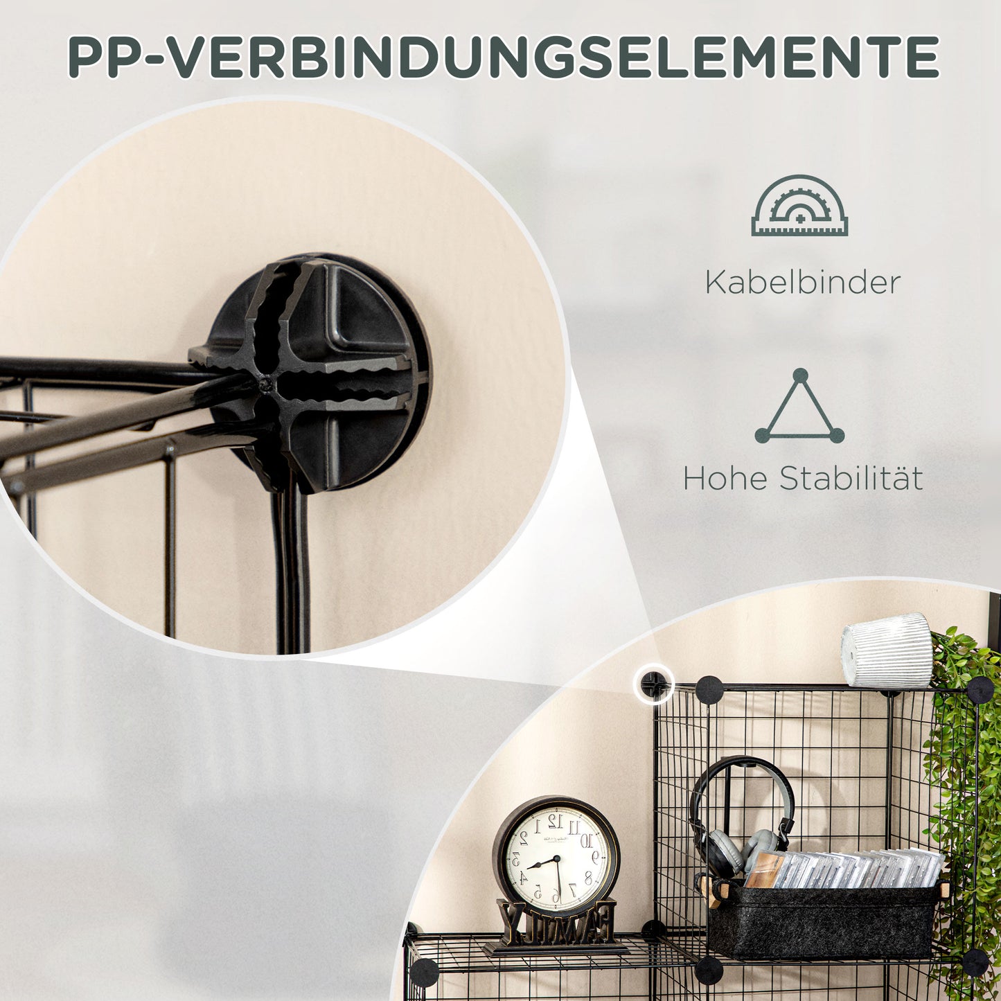 HOMCOM Steckregal, Würfelregal, Schuhregal, 9 Würfel, modularer Aufbau, Stahl, schwarz, 35 x 35 x 35 cm je Würfel