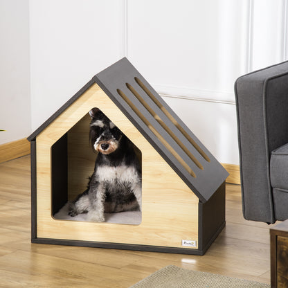 Pawhut Hundehütte Indoor Hundehöhle mit Kissen Hundehaus Hundehöhle mit schrägem Dach Katzenhaus für kleine Hunde bis 8 كجم 60 × 40 × 59,2 سم، براون