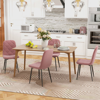 HOMCOM Esszimmerstühle 4er Set Küchenstuhl mit Rückenlehne, Samtoptik, Sessel 45 x 54 x 87 cm Rosa