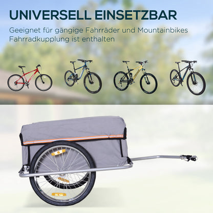HOMCOM Fahrradanhänger Klappbar Lastenanhänger mit Kupplung,Transportwagen bis 40 kg belastbar, Transportanhänger Anhänger für Fahrrad Handwagen 140 x 88 x 60 cm