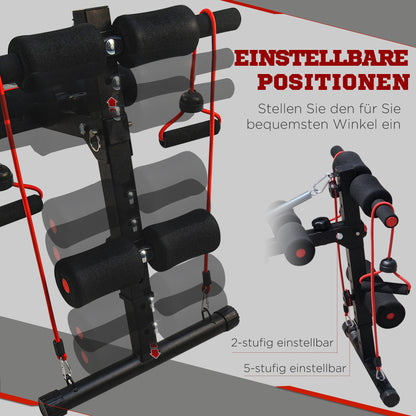 HOMCOM Sit Up Bank höhenverstellbar multifunktion Hantelbank mit 4/5-Fach Verstellbarer Beinfixierung, Trainingsbank für Ganzkörpertraining Flachbank Schrägbank Bauchtrainer & Rückentrainer