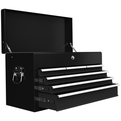 HOMCOM Werkzeugkiste, abschließbar, 3 Schubladen, Stahlgehäuse, 60x26x34cm, Schwarz